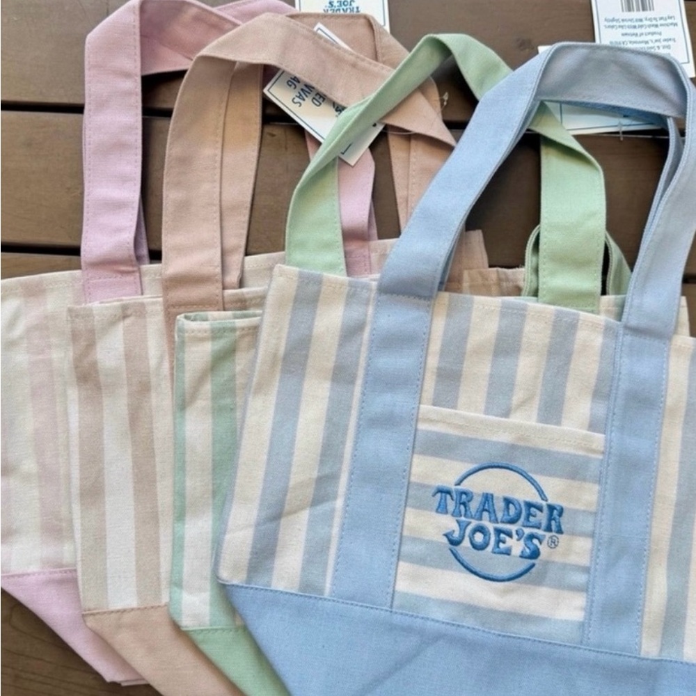 Trader Joe's Pastel Stripe Tote Bag - Blue
